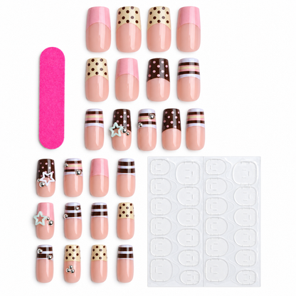 Sky blue Y2K star square press-on nail set with 24 nails